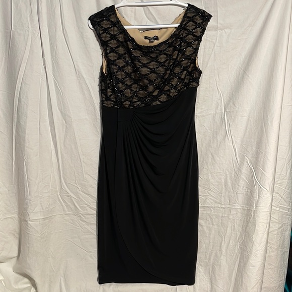 connected apparel Dresses & Skirts - Connected Apparel Dress 8 Black Sparkle Drape Nwot Stretch Formal Mother Bride